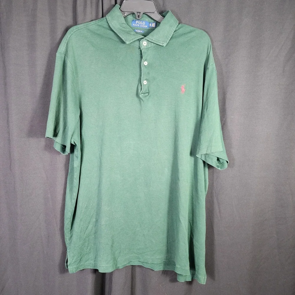 Polo Ralph Lauren Mens Green Classic Fit‎ Short Sleeve Polo Shirt XL